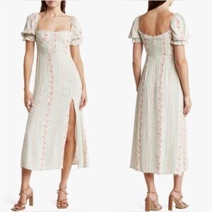 We Wore What Womens 4 Puff Sleeve Midi Dress Multicolour Sweetheart Neck Slit